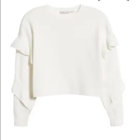 NWT! ALICE + OLIVIA Size M white ruffled sweater - Picture 6 of 13